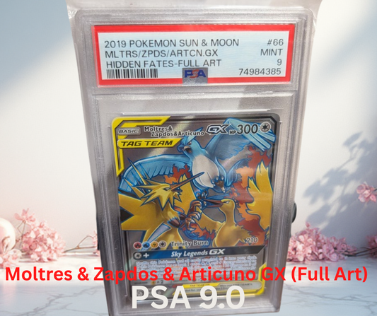 Pokemon Moltres & Zapdos & Articuno GX (Full Art) Hidden Fates PSA 9